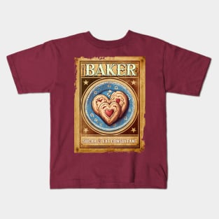 Baker western wanted poster heart cookies baking pastry chef Kids T-Shirt